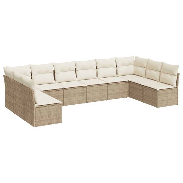 VidaXL Garden Lounge Set with Cushions 10 Pcs Beige Braided Resin 3218088