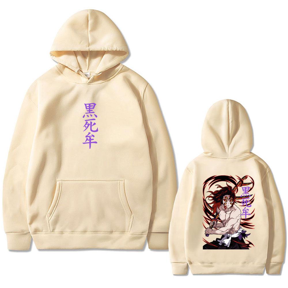 Anime Demon Slayer Kokushibo Double Sided Print Hoodie Men Women Cartoon Fashion Oversized Streetwear Fleece Hoodies