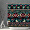 Bohemian Duschvorhang-Set Wasserdichtes Tuch Schwarze Geometrie Fransen Farbig Bedruckte Badevorhänge Mehrere Größen Badezimmer Sichtschutz Dekoration