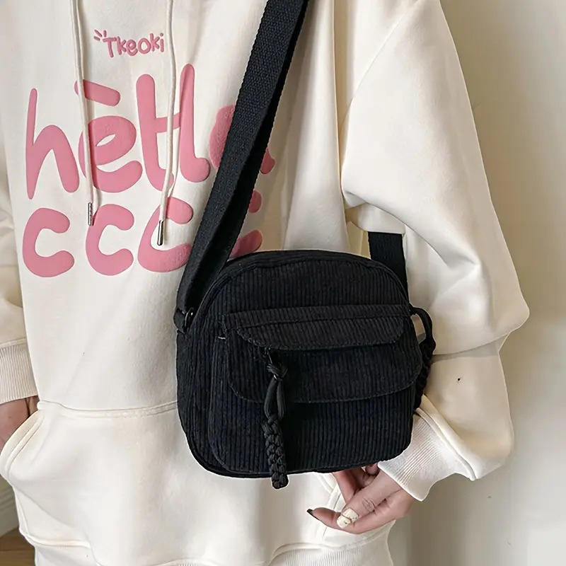 1PC Corduroy Women's Small Shoulder Bag Teenager Girl Crossbody Bag Student Street Korean Harajuku Messenger Bags