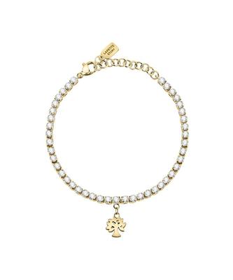 Gold Tone Steel Bracelet With Clear Crystals LPS05ASF31 For Women