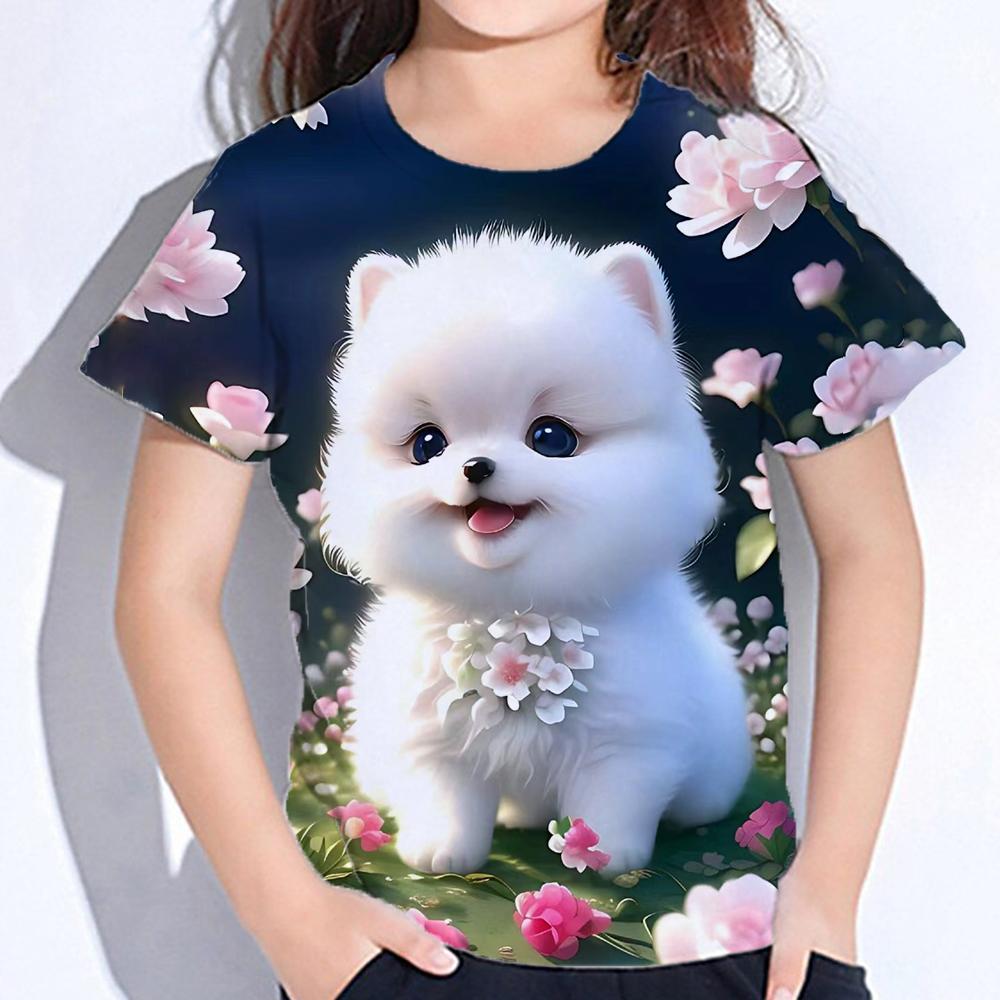 Girl T-Shirt 3d Print T-Shirt for Girls Clothing Casual Children Summer Short Sleeve