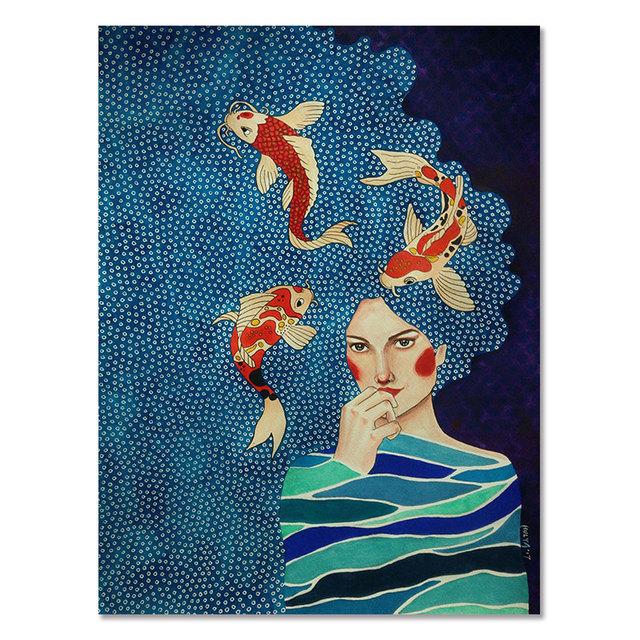 Soyut Moda Vintage Kabarcık Kız duvar sanatı tuval yağlıboya İskandinav Posterler ve Baskılar Duvar Resimleri Hediye Kız Odası Dekor için