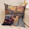 World Landmark Christmas Cushion Cover Silky Short Plush Invisible Zipper Dustproof Sofa Pillow Case For Home Decor