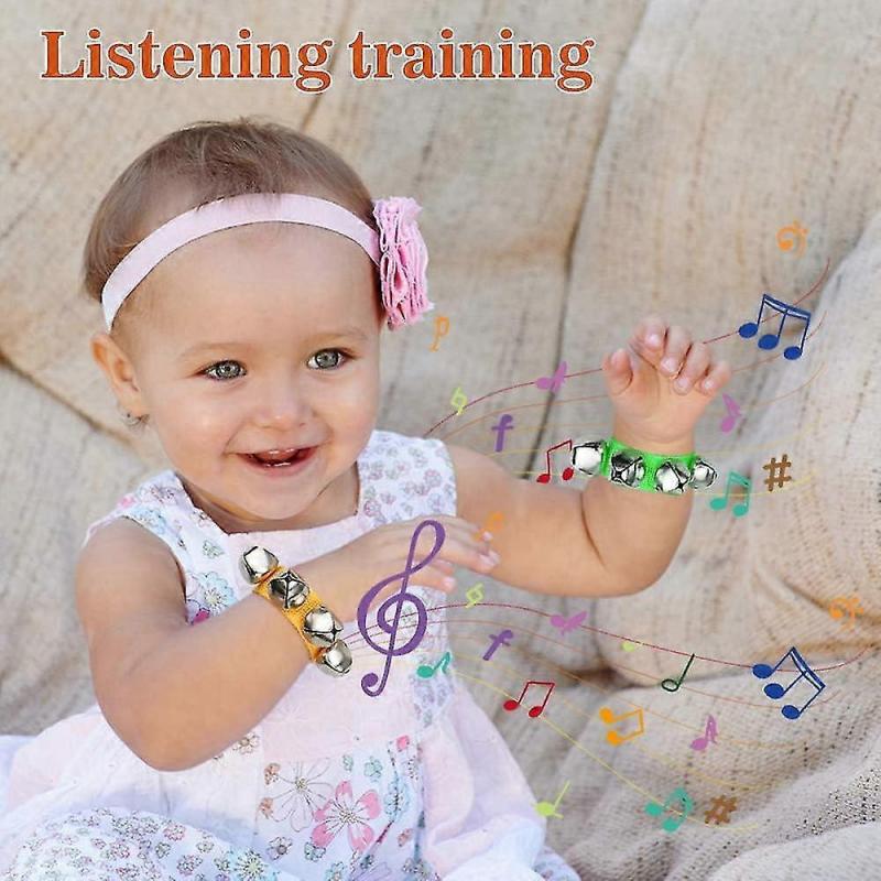 4 Pack Baby Wrist Dance Multicolor Nylon Jingle Bells Rattles Musical Instrument Toy