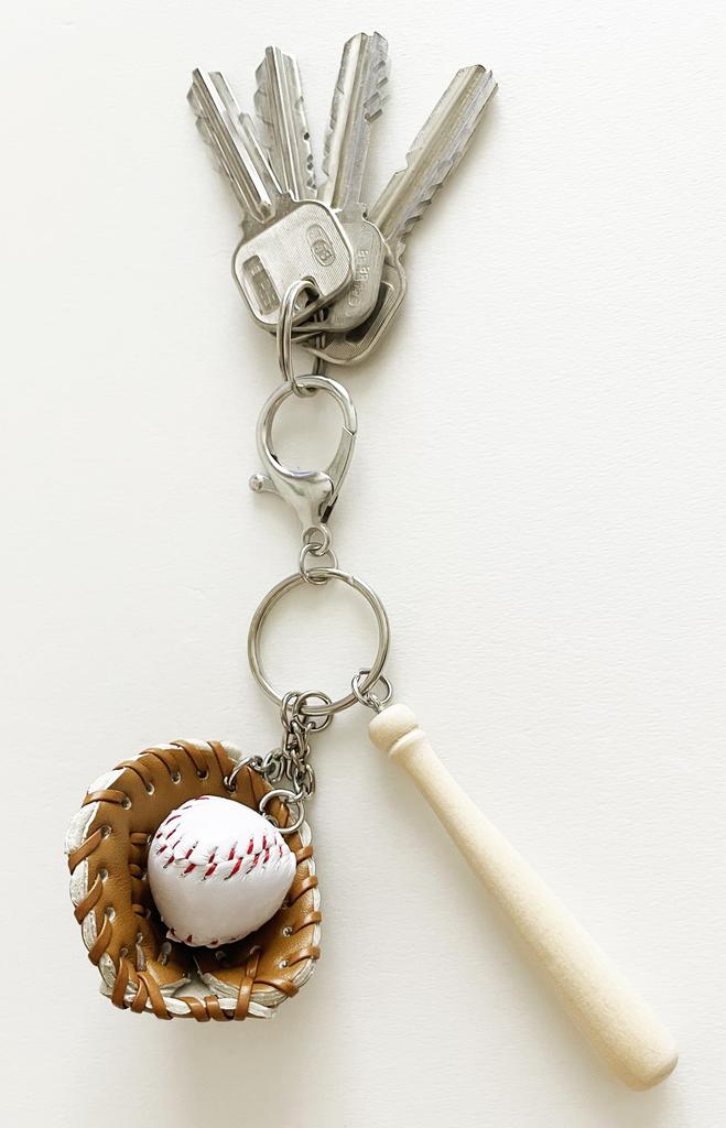Keychain Baseball Glove Bat Sports Series Keychain Keyring Charm Accessory Perfect for DIY or Prizes for Competitions [Inicolife] Keychains, Gifts,