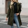 Women's Lapel Mid-length Button-down Woolen Coat