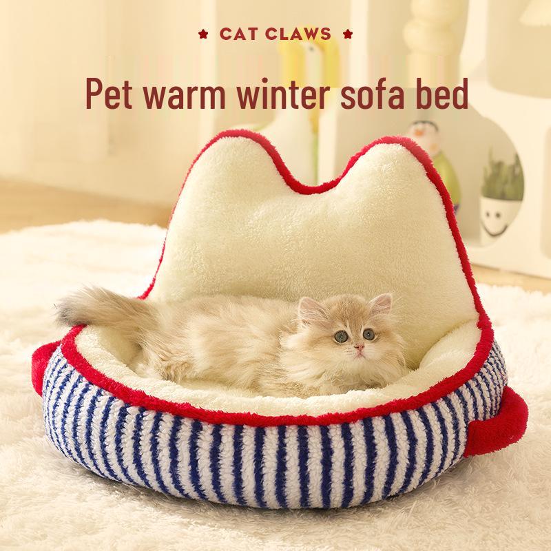Cozy Fleece Pet Bed: Cute Autumn/Winter Cat & Dog Sofa
