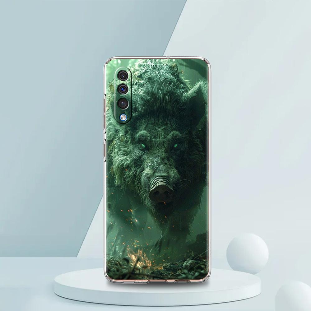 Transparent Phone Case for Samsung Galaxy A16 A14 A12 A22 A24 A42 A02 A03S A06 A20 A30 A40 Soft TPU Cover Wild Boar Pattern Bags