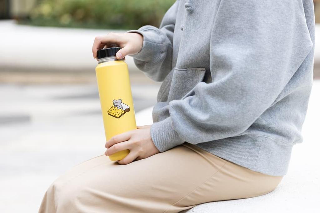 ANDY Stainless Steel Bottle with Mouse Direct Easy to Vacuum Stainless Keeps Hot or My Gift Handle, 710ml, Design, Mug, Handle, Drinking, Clean,