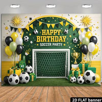 2D Fußball-Thema Geburtstagswimpelkette Fußballparty Fotokabine Hintergrund