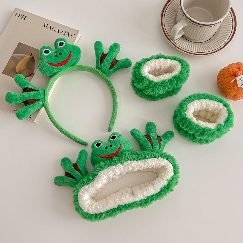 Frog Cartoon Head Hoop Plush Ears Headband Cartoon Face Widened Wash Non-Slip Cute Headdress Hair Hoop Headband Accessoires