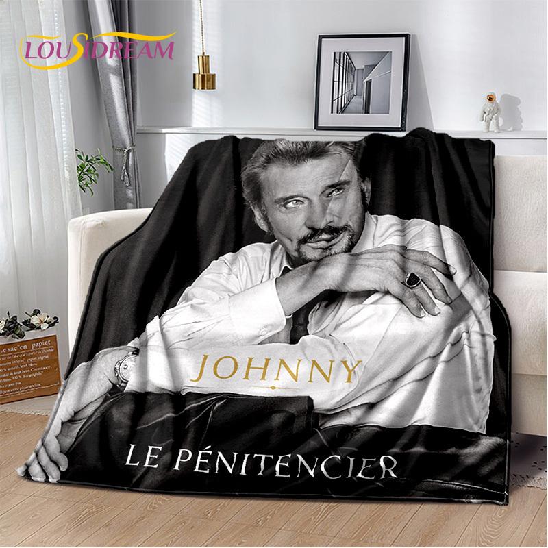 3D Printing Johnny Hallyday Rock Star Soft Flannel Blankets,Throw Blanket Comfortable Blanket for Picnic Beds Home Bedroom Cover
