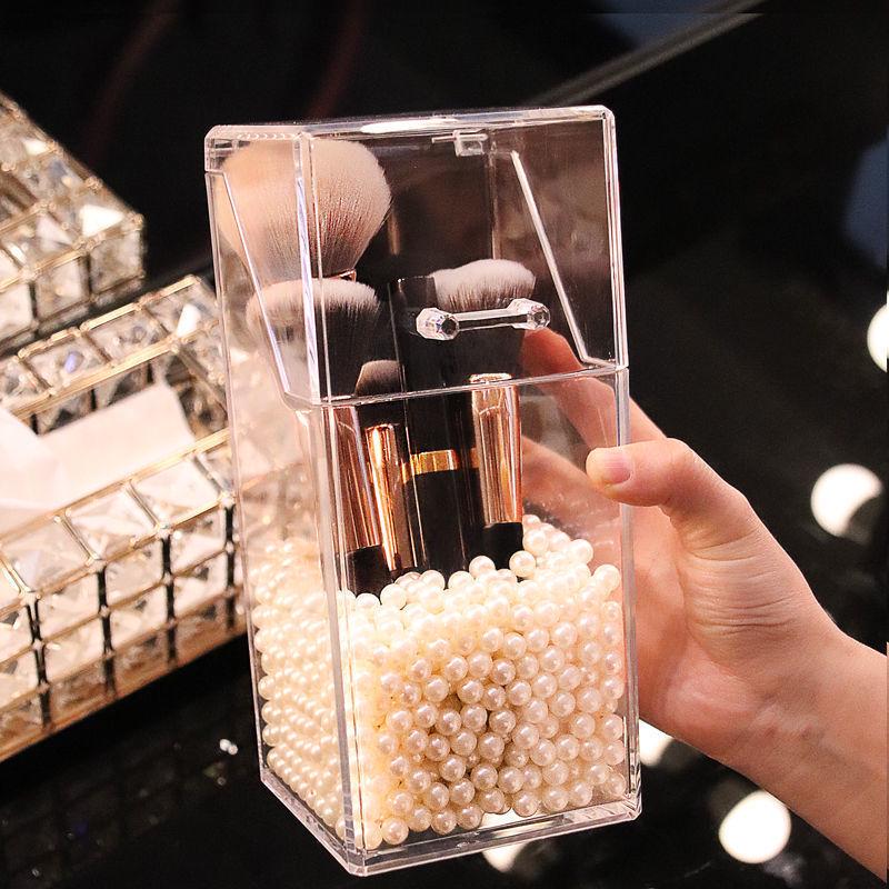 Make-up-Pinsel- und Lippenstift-Organizer aus Acryl mit Fächern - Aufbewahrungsröhre mit großem Fassungsvermögen