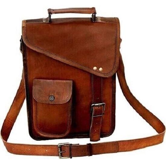 Neue Herren Vintage Braun Echtleder Messenger Laptop Satchel Umhängetasche