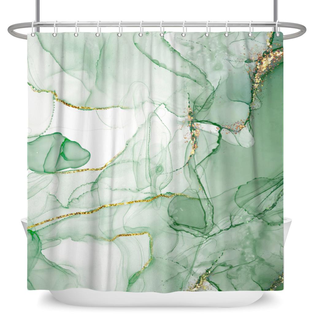 Gradient Marble Texture Shower Curtain Waterproof Bath Curtains For Bathroom Decor Multiple Color Options Polyester With Hooks