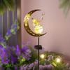 Solar Moon Fairy Crackle Glass Lawn Stake Light - Outdoor Garden Decor