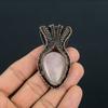 Awesome Rose Quartz Gemstone Handmade Pure Copper Wire Wrap Jewelry Pendant For Women