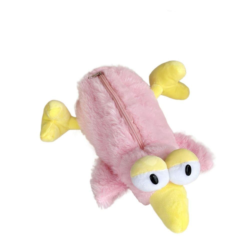 

Large Capacity Pink Plush Bird Pencil Bag Big Eyes Bird Pencil Pouch Student Gifts розовый