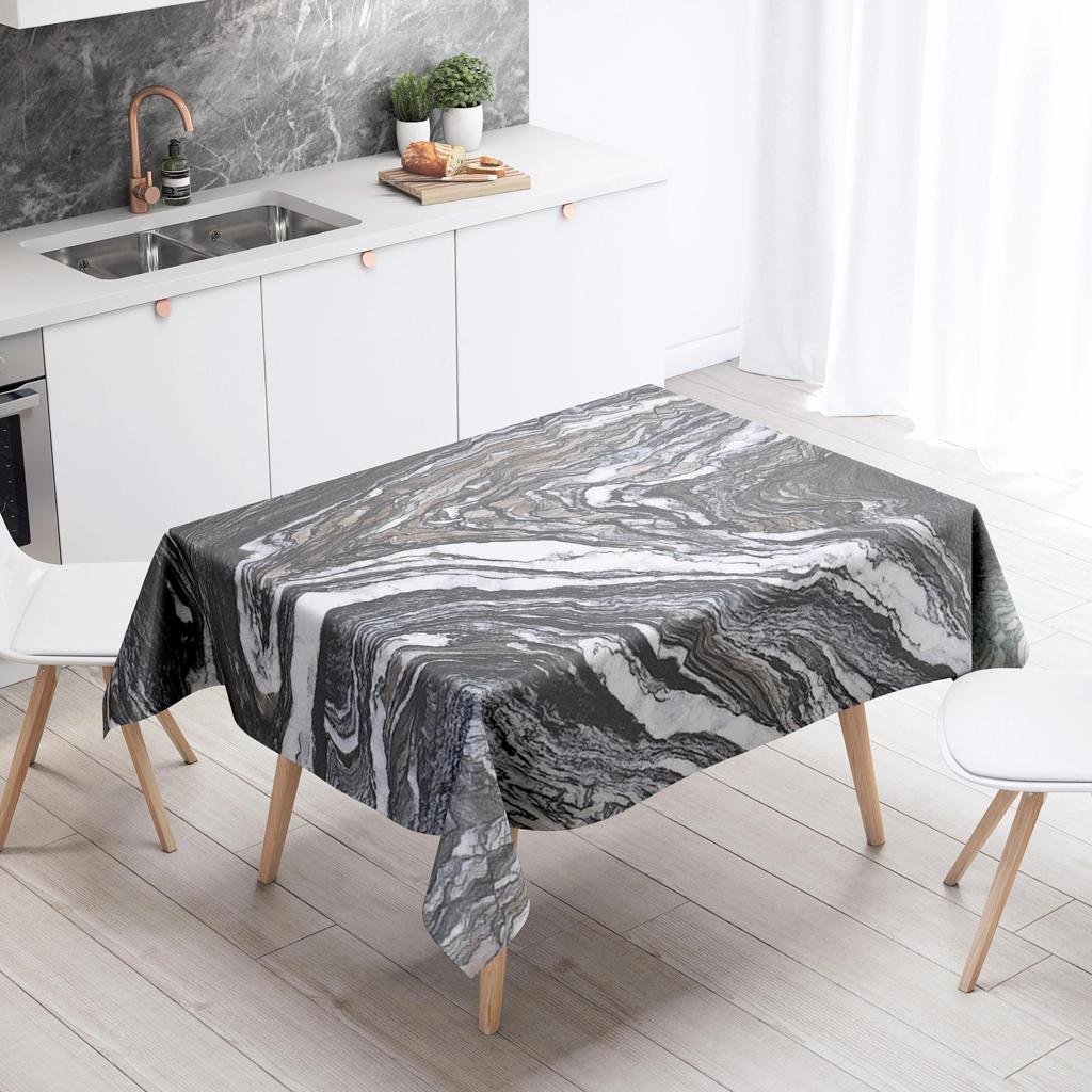 Marble Pattern Tablecloth Stain Resistant Waterproof Dining Table Home Decor Rectangular Kitchen Fireplace Countertop