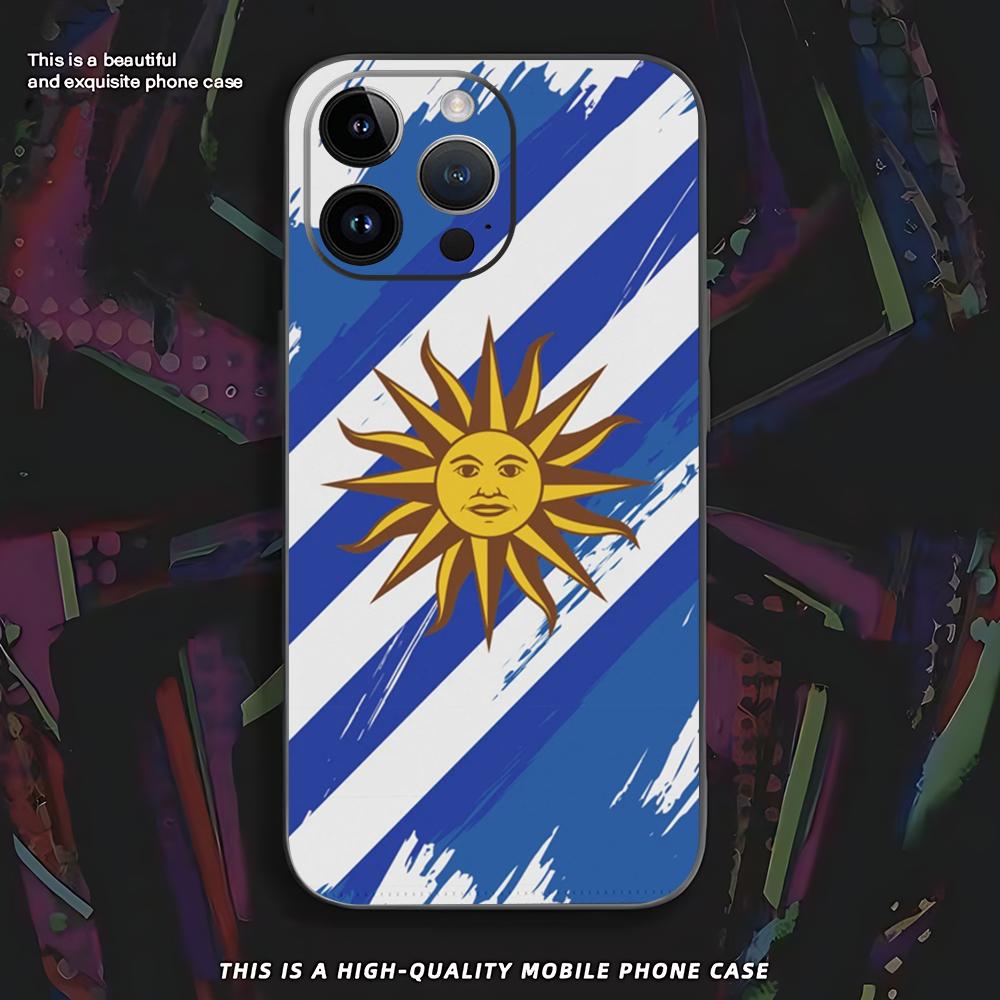 Uruguay flag ins Phone Case For iPhone 16 16e 15 14 13 12 11 XS XR Plus Mini Pro Max Soft black Shockproof Cover