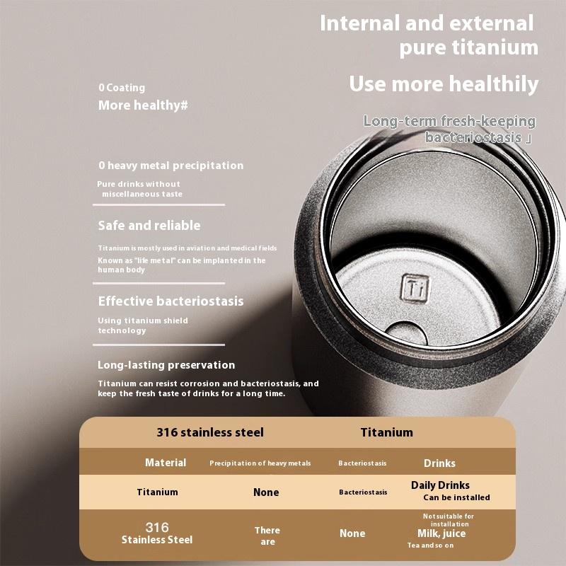 Portable Titanium Insulated Cup With Tea Water Separation For Outdoor Use