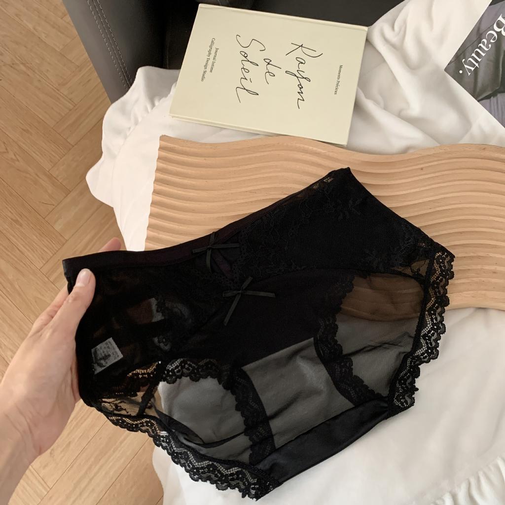 Ladies Summer Sexy Hollow Lace Extended Antibacterial Crotch Waist Triangle Briefs