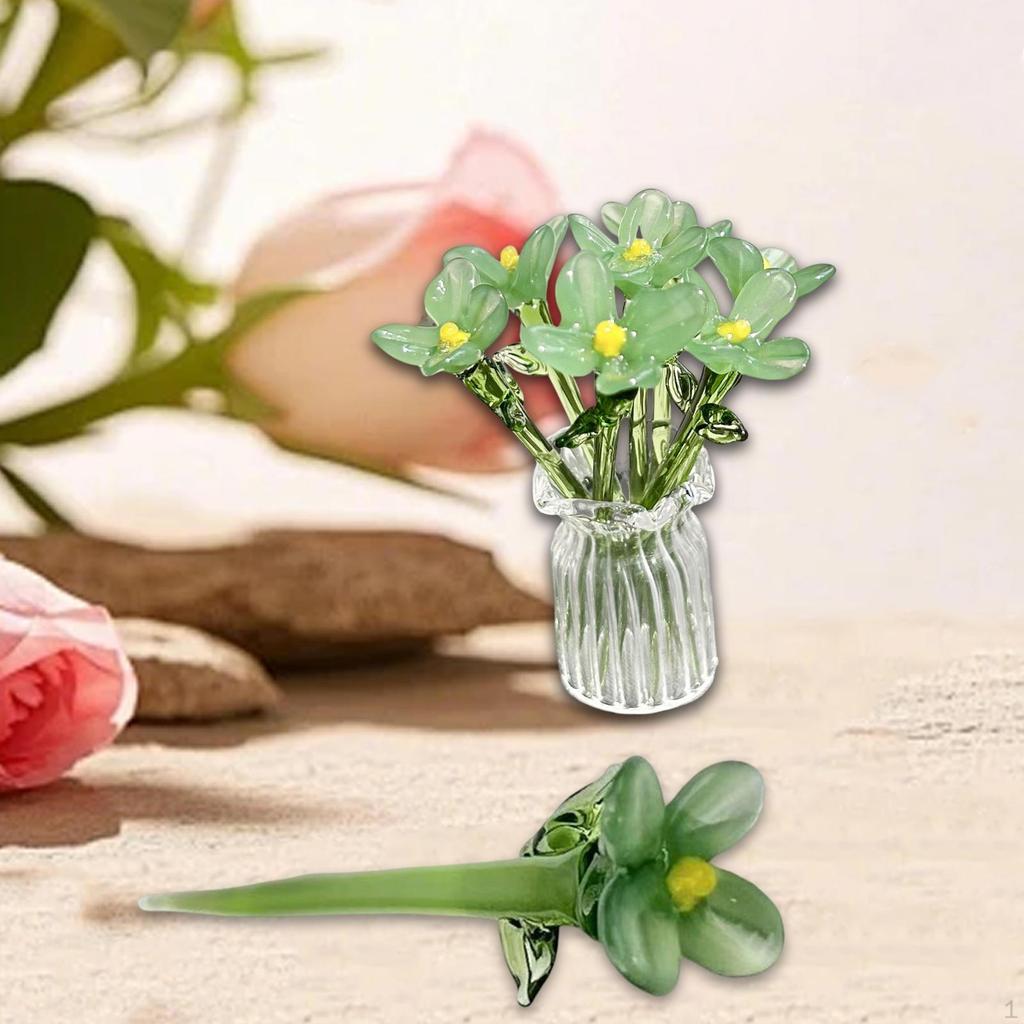 Mini Glass Flower Artificial Crafts Decorative Ornament Decoration for Mom Wife Mother's Day