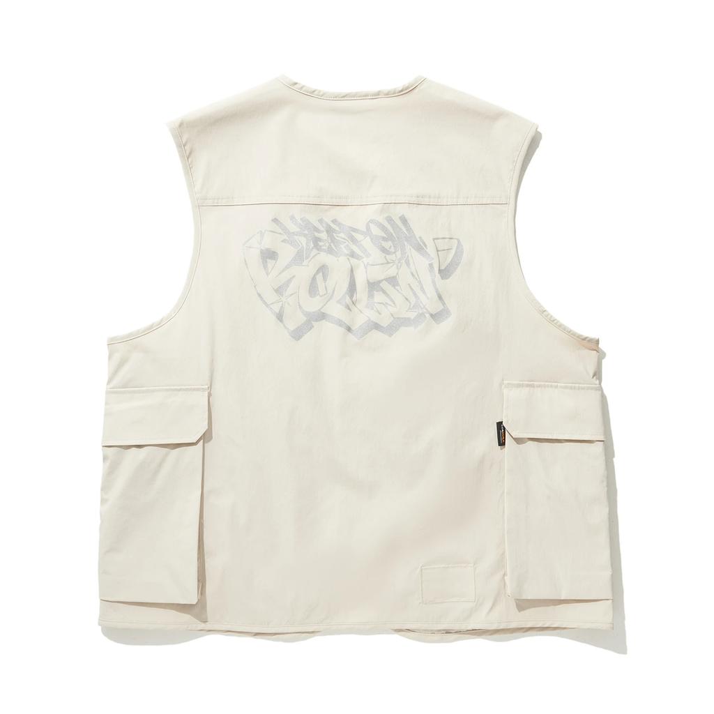 Li Ning Simple Versatile Letter Zipper Loose Vest Men Vests Oatmeal-Gray AMDU003-1