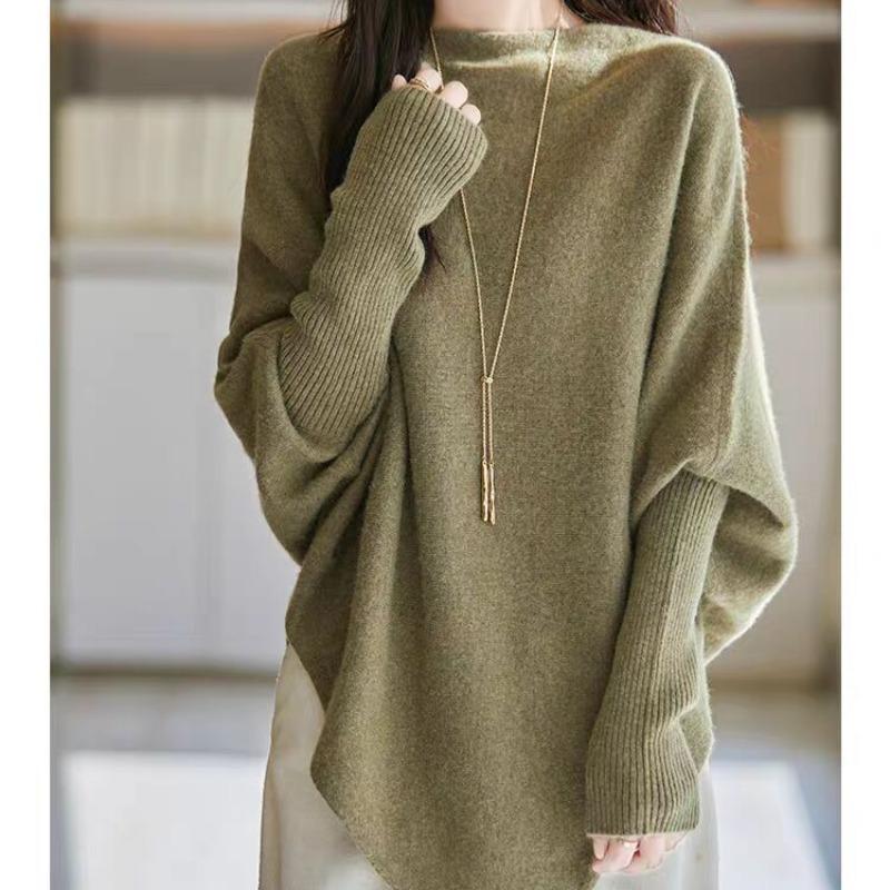 DIMANAF 2025 Autumn Winter Women Sweaters Pullover Tops Knitted Basic Tees Sweater Bat Sleeve Loose