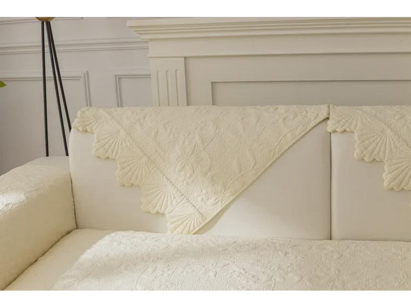 Poduszki na sofę z bawełny pikowanej w stylu kremowym - antypoślizgowe, nowoczesne, całoroczne