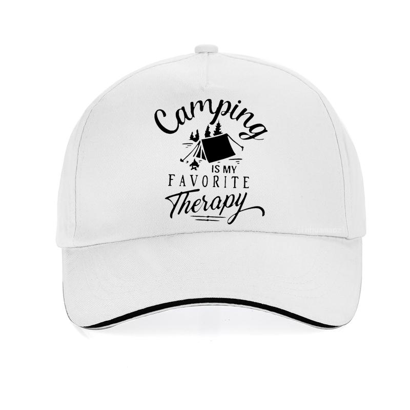 Camping Is My Favorite Therapy Quotes Funny Unisex Baseball Cap Summer Men Women Outdoors Hat Adjustable