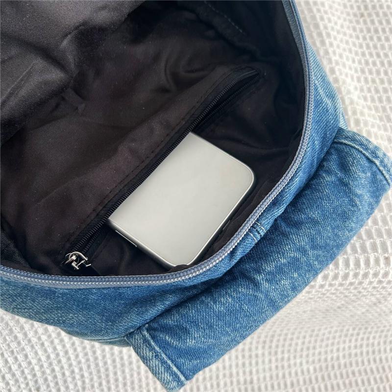 Denim Backpack for Women – Vintage Washed Jeans Style School Bag – Perfect for Casual Wear & Campus Life