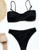 Women's Solid Color Sexy Bikini Split Swimsuit Suit Black
