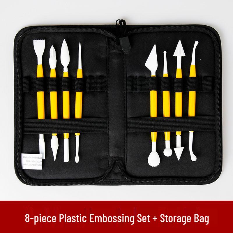 8-Piece Polymer Clay Sculpting Tool Set - Handmade Plastic Embossing Knives for DIY Projects