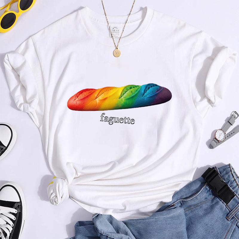 Fun Baguette Faguette LGBT Tshirts Women Men Short Sleeve Lesbian Bisexual Streetwear Fashion Crewneck GAY Trend Tshirts