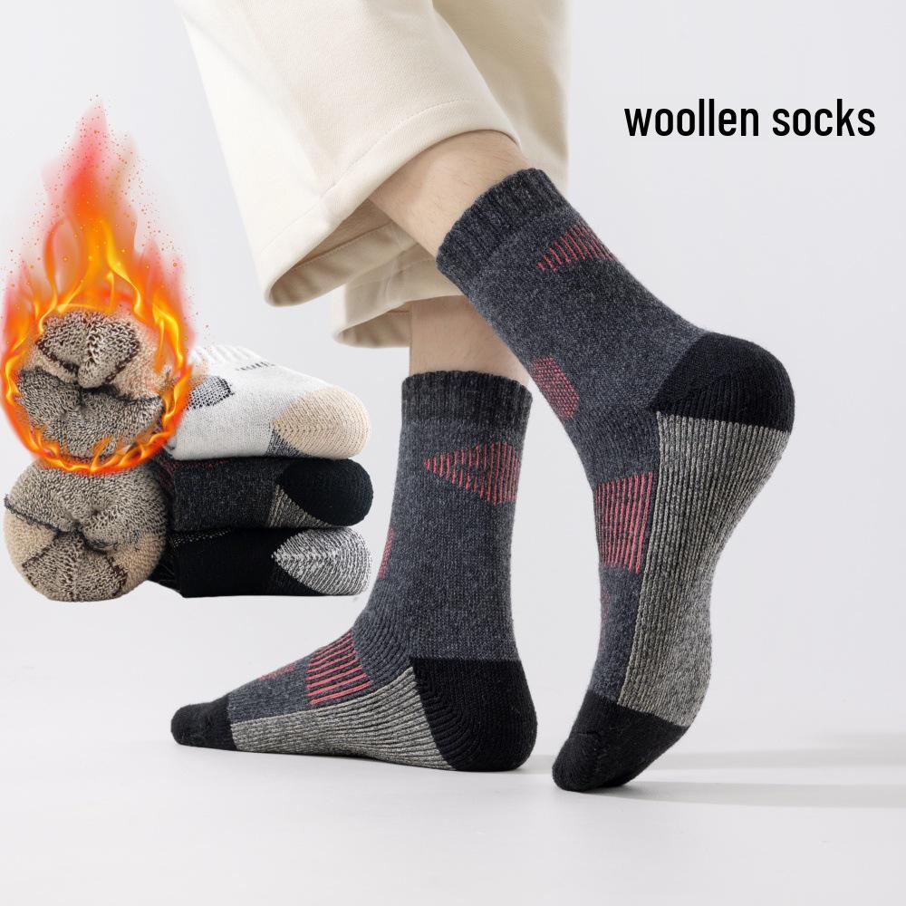 Herren Merinowolle Wadenlange Socken - Fleecefutter, Extra Dick, Frottee Warm, Überknie für Herbst & Winter.
