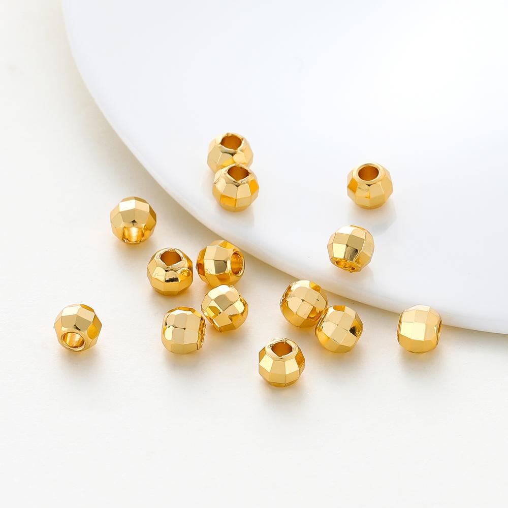 50/100pcs 14K 18K Gold Color Plated Brass Hole 2 3 4mm Round Beads Spacer Beads Bracelet Diy Jewelry Accessories