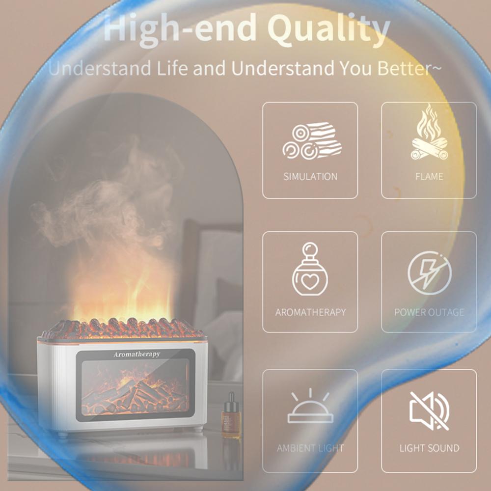 Fireplace Flame Essential Oil Diffuser 7 Colors Cool Mist Humidifier with Auto Shut-Off 150ml for Home Bedroom Office Yoga