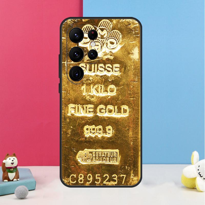 Switzerland Fine Gold Case For Samsung Galaxy S25 S26 Ultra S20 S21 S22 S23 S24 S10 Plus S25 FE Back Cover Shell