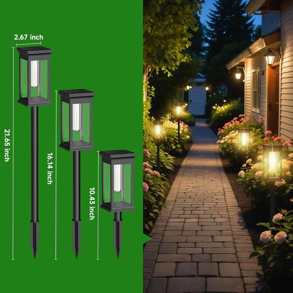 8 Pack Solar Pathway Lights Outdoor Waterproof IP65 LED Garden Lights Auto On/Off for Patio Lawn Decor
