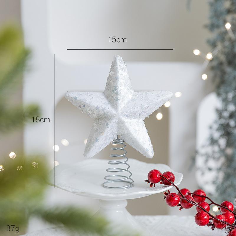 New Christmas tree top star decoration Sticky pink diamond scene foam pentagram Christmas tree top decoration