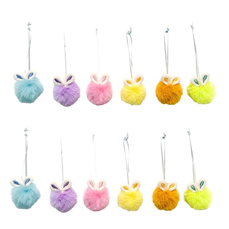 Easter Hanging Bunnies Ornaments Set of 12,Colorful Bunnies Ornament for Tree Decorations Easter Plush Rabbit Ornament 1