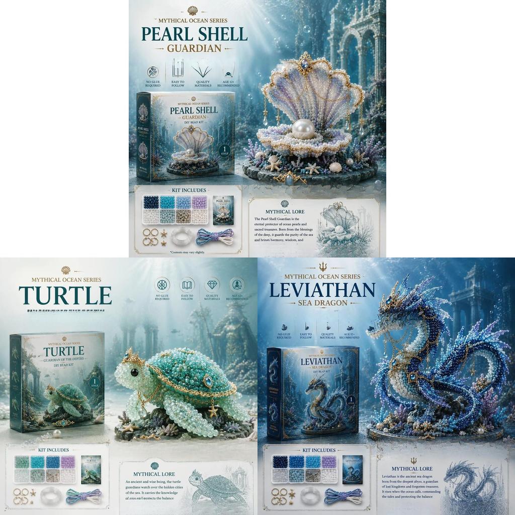 Kit Perline Mitiche dell'Oceano Con Creature Marine Fai-da-te Per Creazioni Creative e Idee Regalo