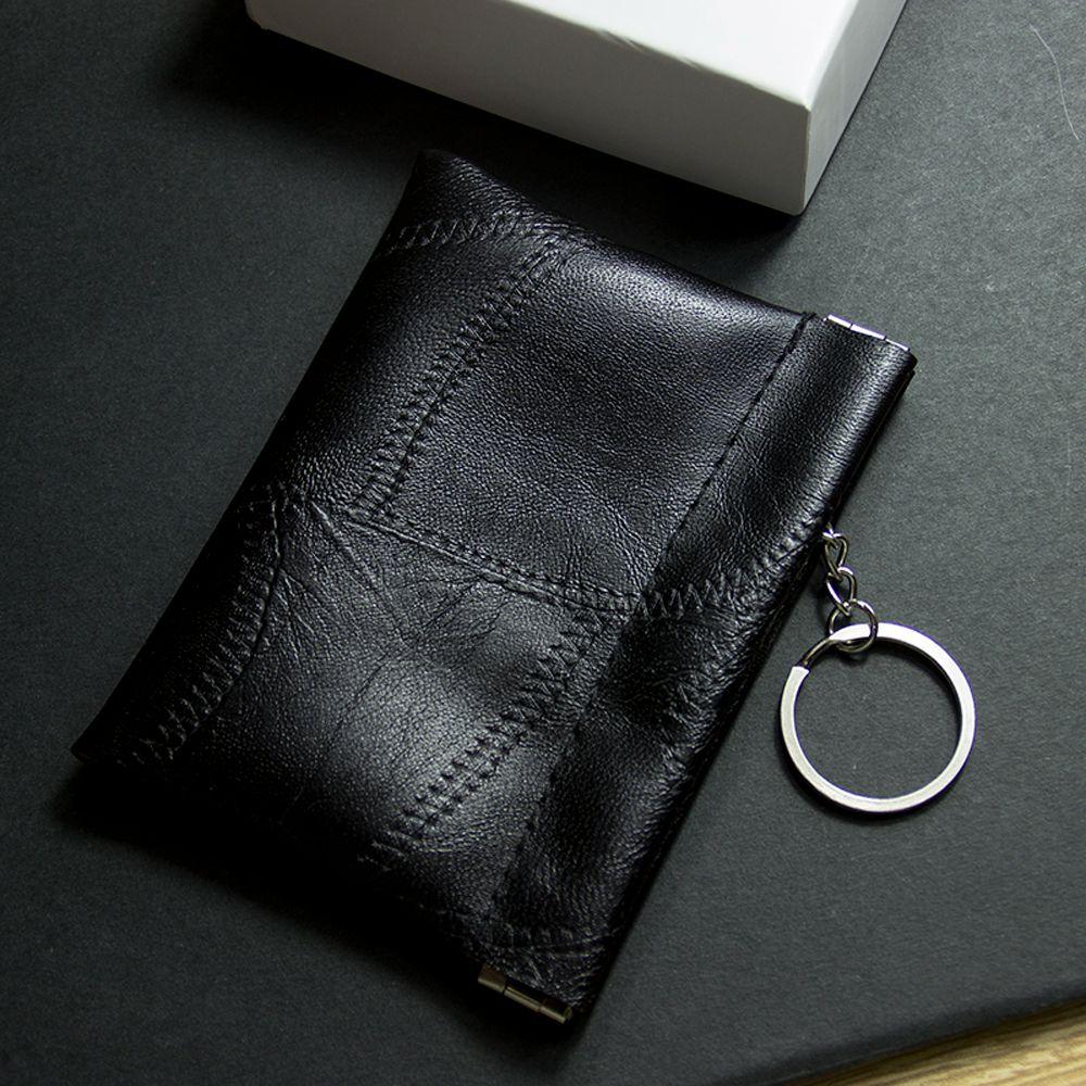 Money Change Bag Snake Texture Brown Men Wallets with Keyring PU Leather Card Holders Coin Purse