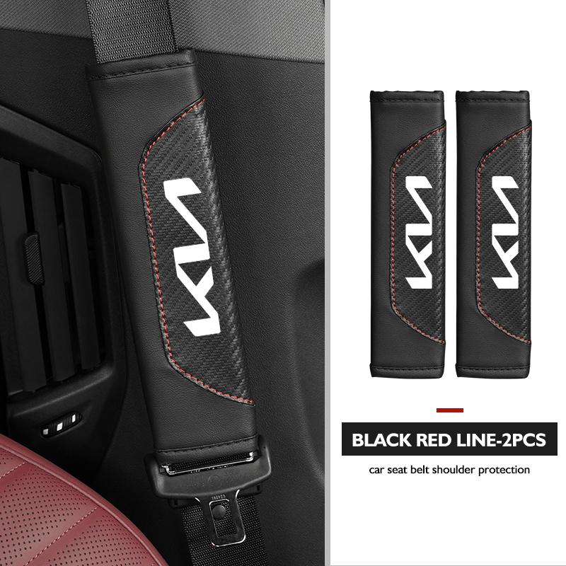 CKWQ4 For KIA Car Seat Belt Carbon Fiber Safety Belt Shoulder Covers Ceed Sportage Rio K5 K2 Optima Cerato Venga Sedona