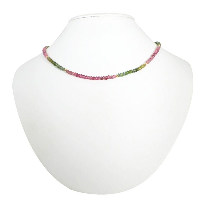 

[Вживаний] K18YG Турмалін Багатоколірне Намисто/g533-74