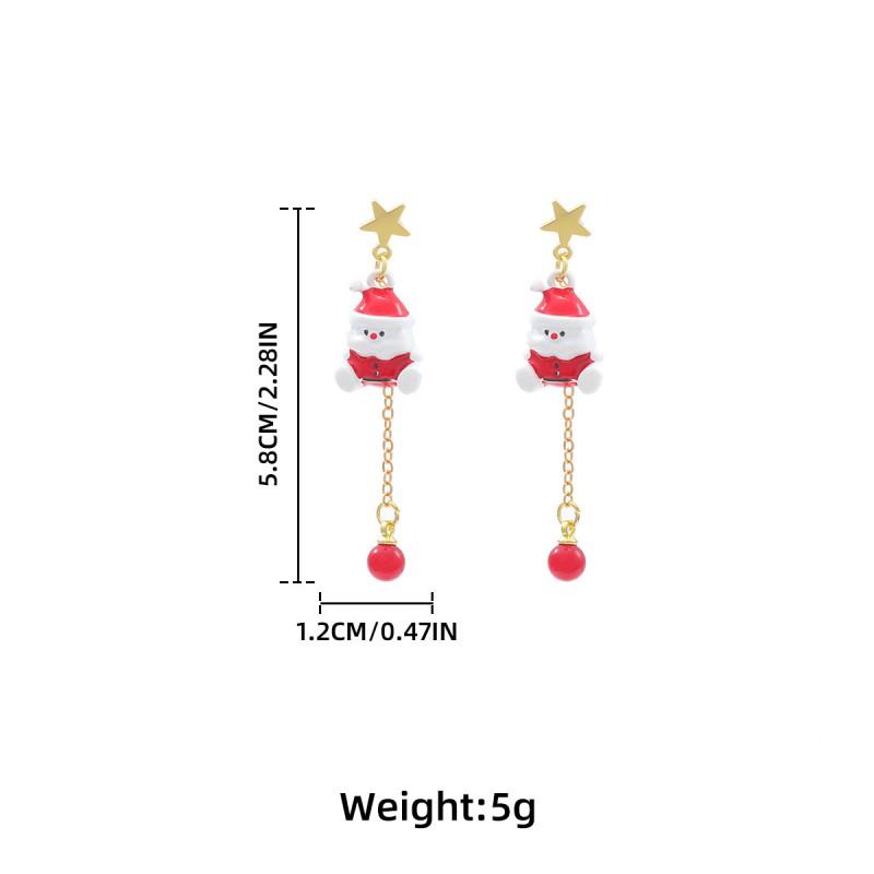 Minimalist Christmas Pendant Earrings With Santa Head Bow Sock Charm Zinc Alloy Stainless Steel Studs Women
