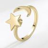 Gold Silver Korean Fashion Personality Jewelry Creative Running Bead Ring Star Moon Spinning Ring Women's Simple Rin