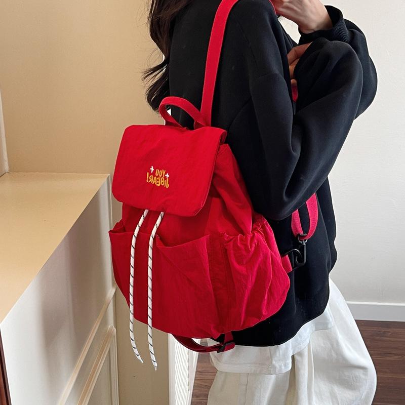 Schoolbag Casual Large-capacity Backpack Women's 1011 Spring New Korean Lightweight Travel Bag Solid Color Student Schoolbag